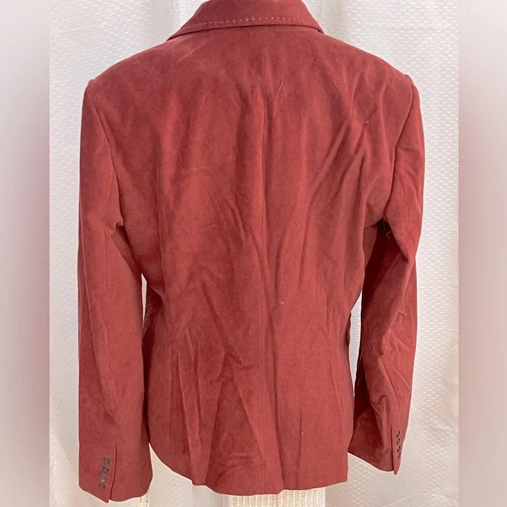 Elie Tahari faux suede blazer in rust - Picture 2 of 8